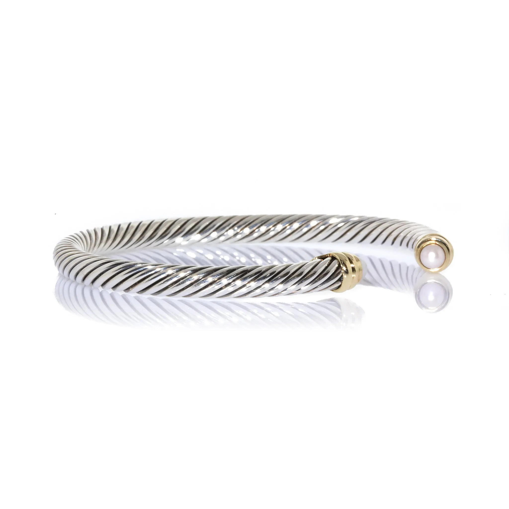 David Yurman Cable Classic Pearl Sterling Silver Cuff Bracelet