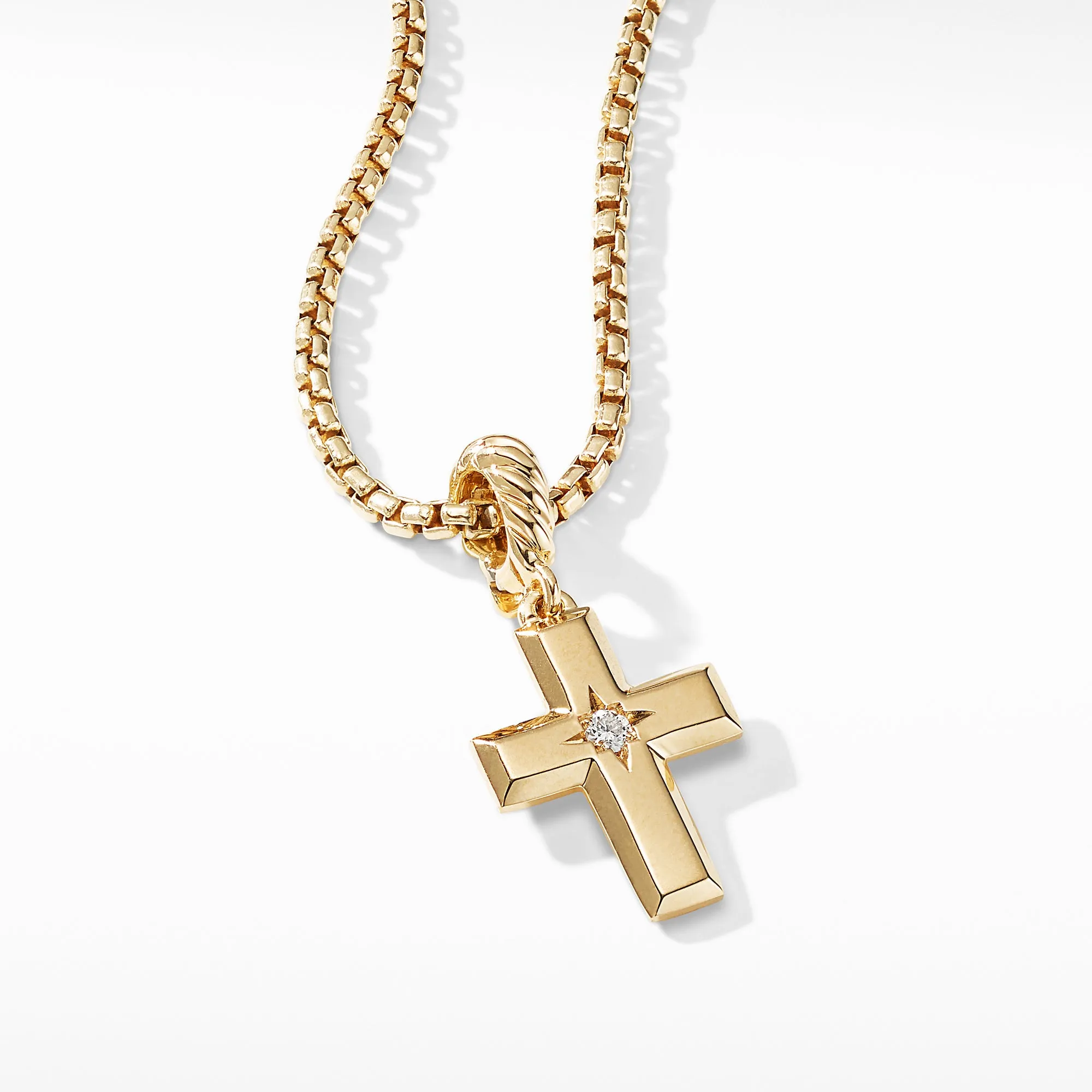 David Yurman Cross Pendant in 18K Yellow Gold with Diamonds