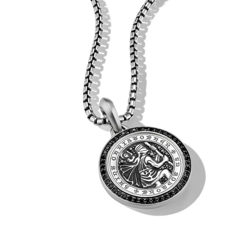 David Yurman St. Christopher Amulet with Pave Black Diamonds