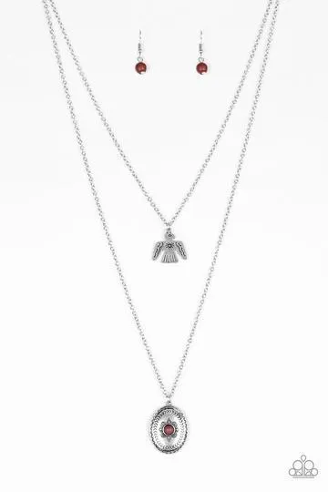 Desert Eagle Silver and Brown Stone Necklace - Paparazzi Accessories