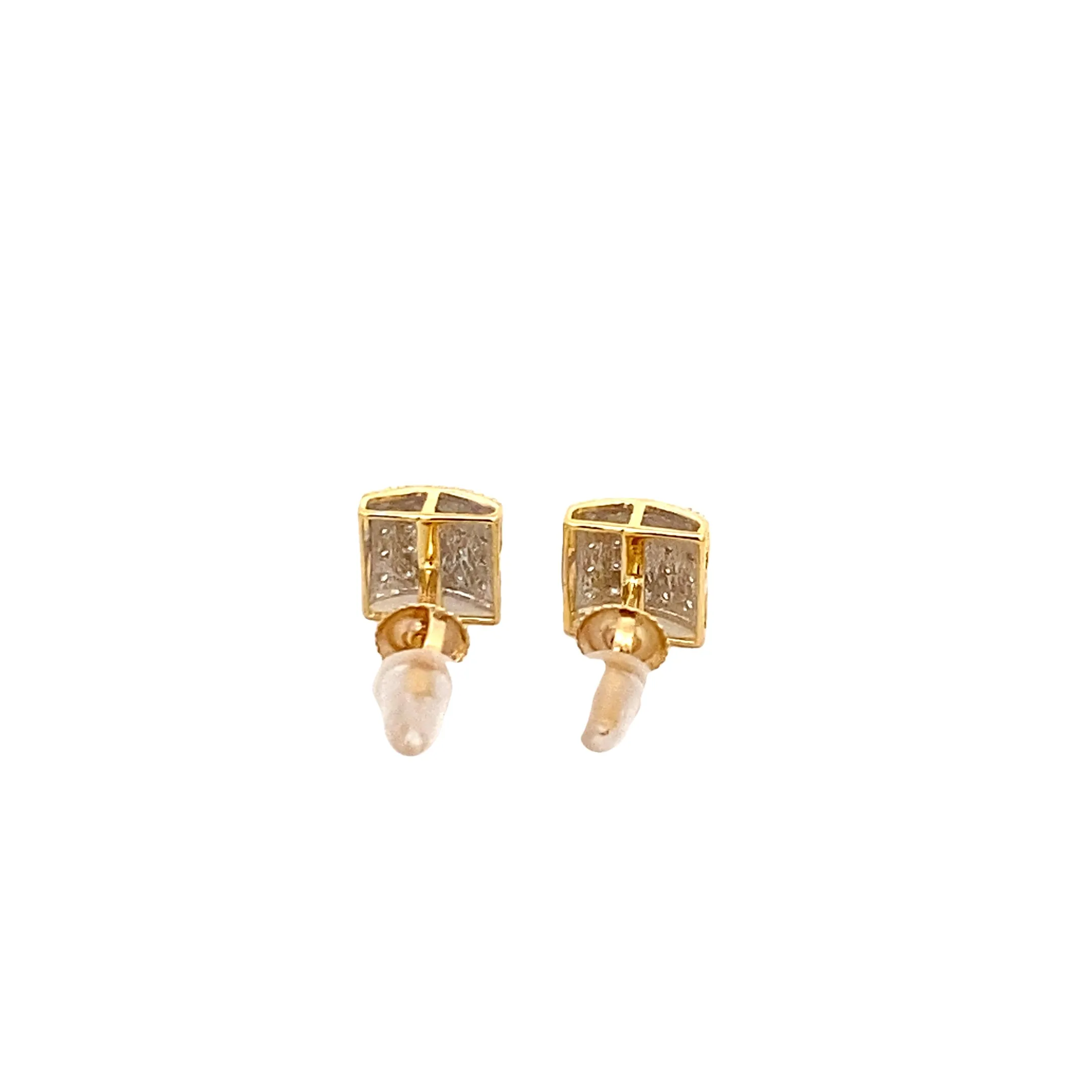 Diamond 0.12Ctw 2-Tone Square Earrings