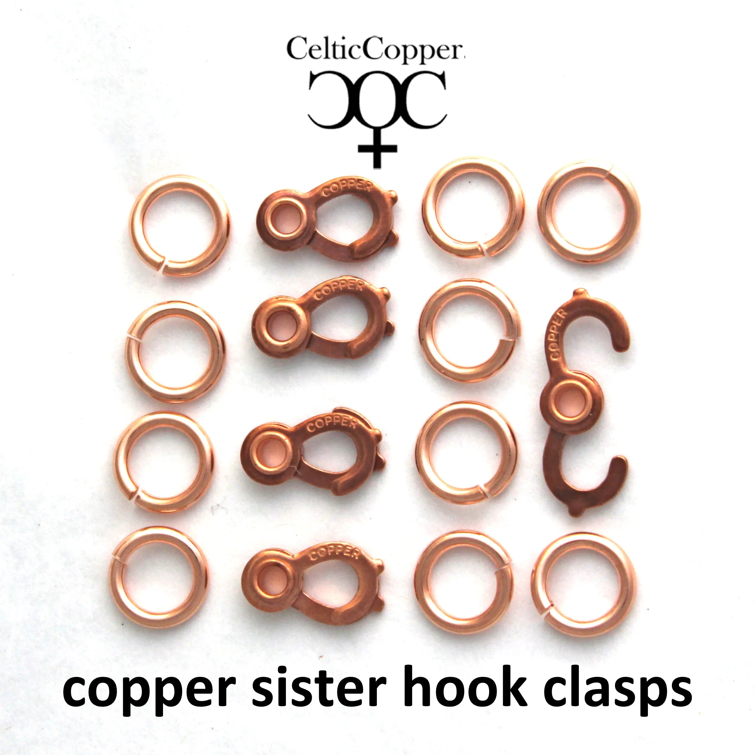 DIY Copper Jewelry Chain Making Kit / 36” Bulk 16mm Solid Copper Curb Chain with Rings and Clasps