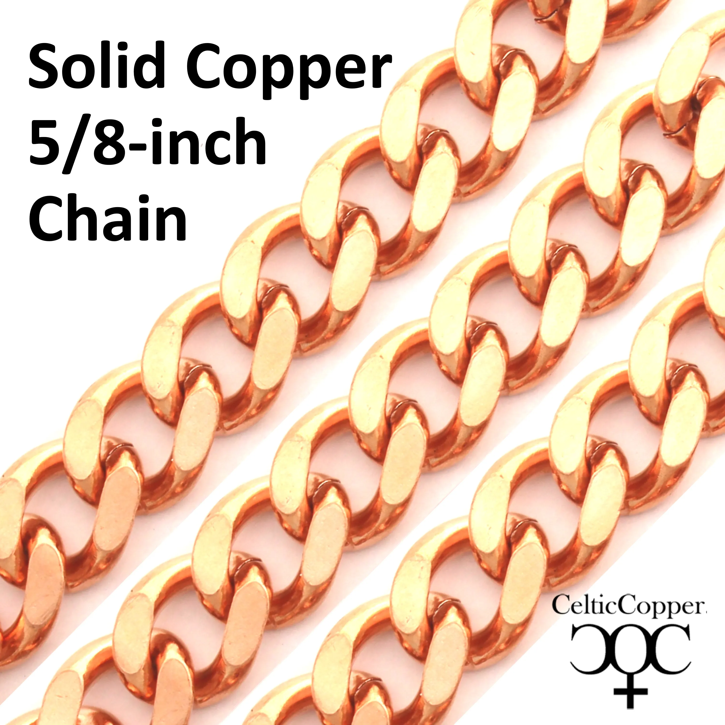 DIY Copper Jewelry Chain Making Kit / 36” Bulk 16mm Solid Copper Curb Chain with Rings and Clasps