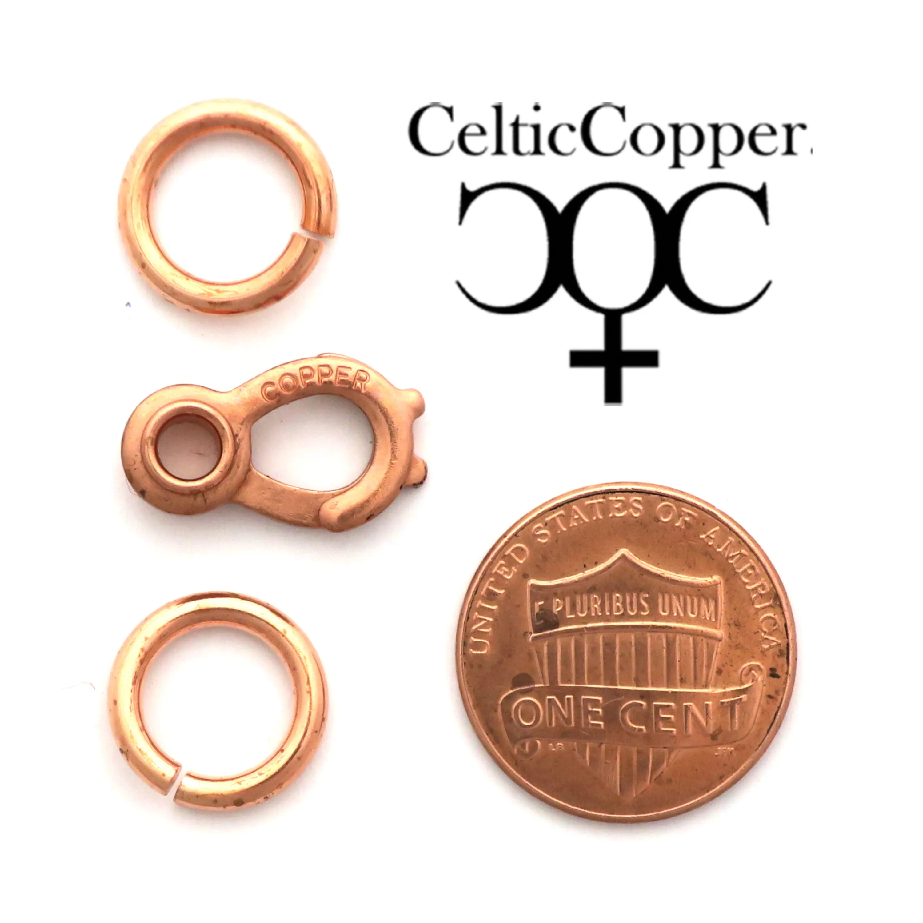 DIY Copper Jewelry Chain Making Kit / 36” Bulk 16mm Solid Copper Curb Chain with Rings and Clasps