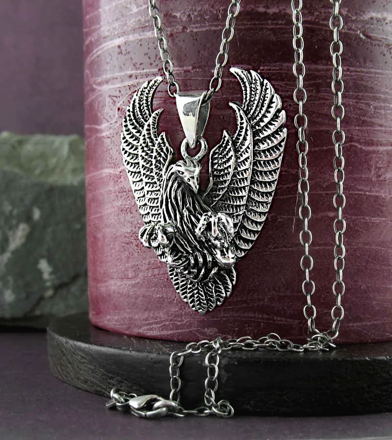 Dramatic Eagle Pendant With Talons and Unfurled Wings