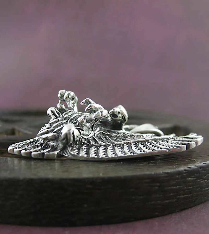 Dramatic Eagle Pendant With Talons and Unfurled Wings