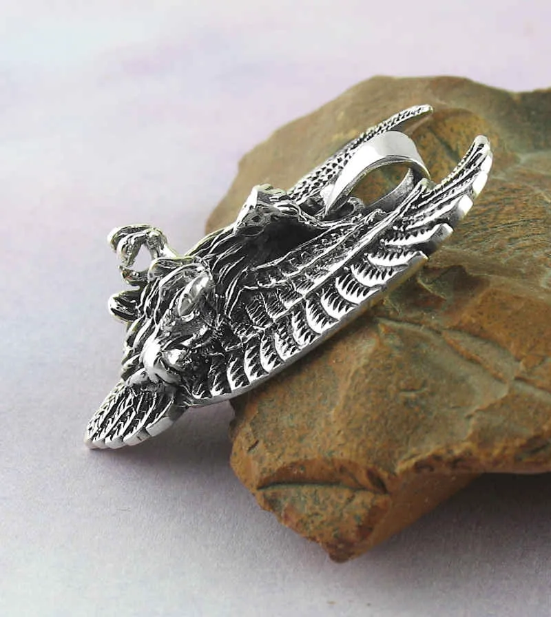 Dramatic Eagle Pendant With Talons and Unfurled Wings