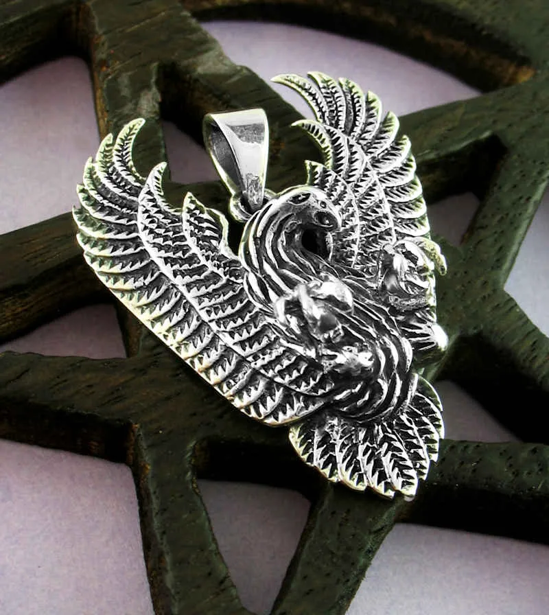 Dramatic Eagle Pendant With Talons and Unfurled Wings