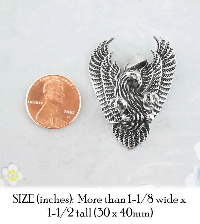 Dramatic Eagle Pendant With Talons and Unfurled Wings