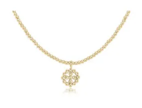 E Newton 15" Choker - Classic Gold 2mm Bead - Signature Cross Halo Small Gold Charm