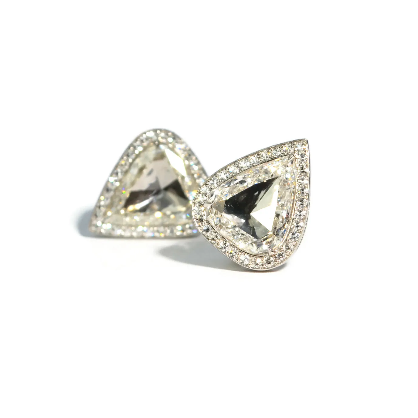 Eclat Jewels - One of a Kind Rose-cut Pear-shaped Diamond Earrings, Platinum