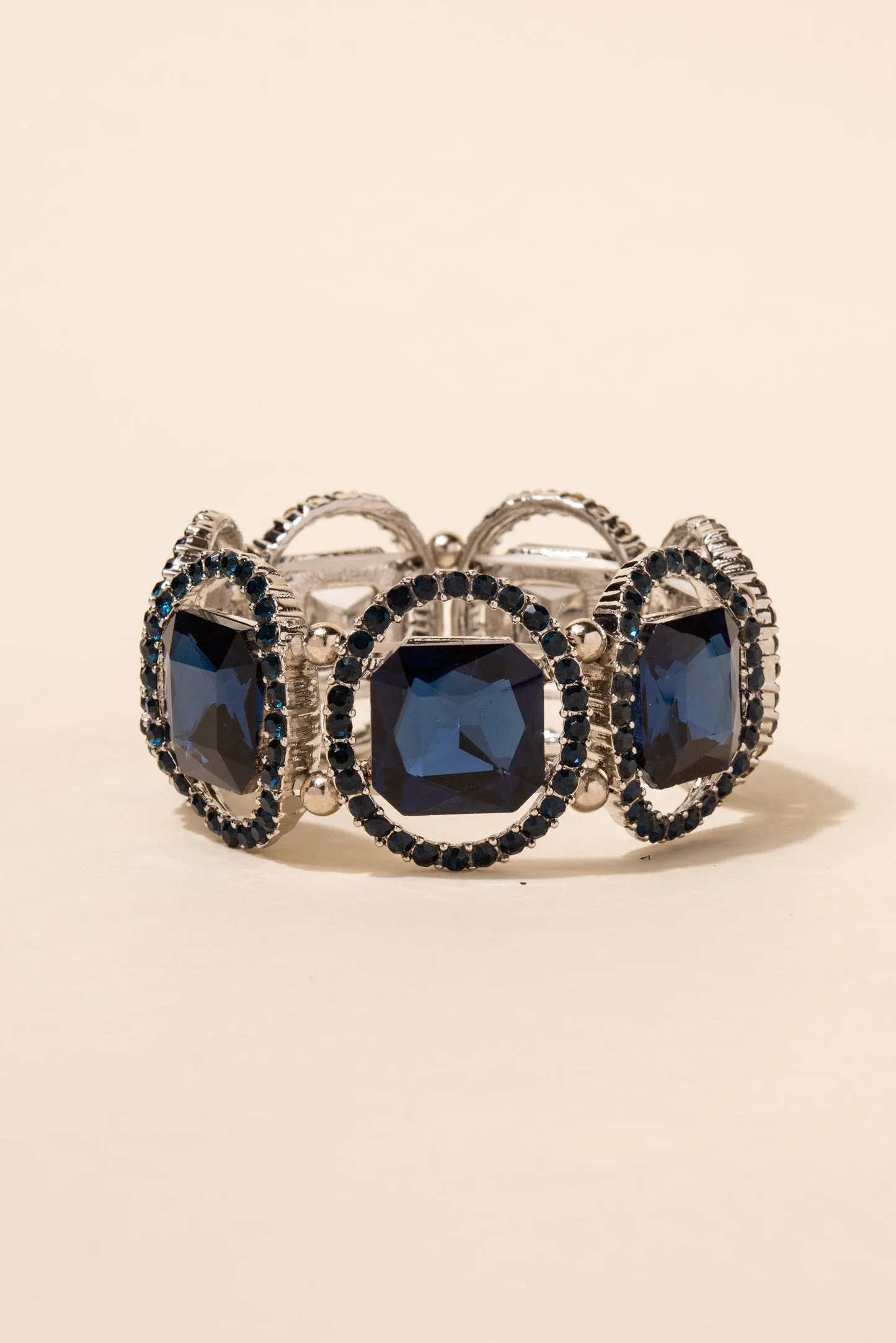 Eleanor Square Austrian Crystal Halo Stretch Bracelet