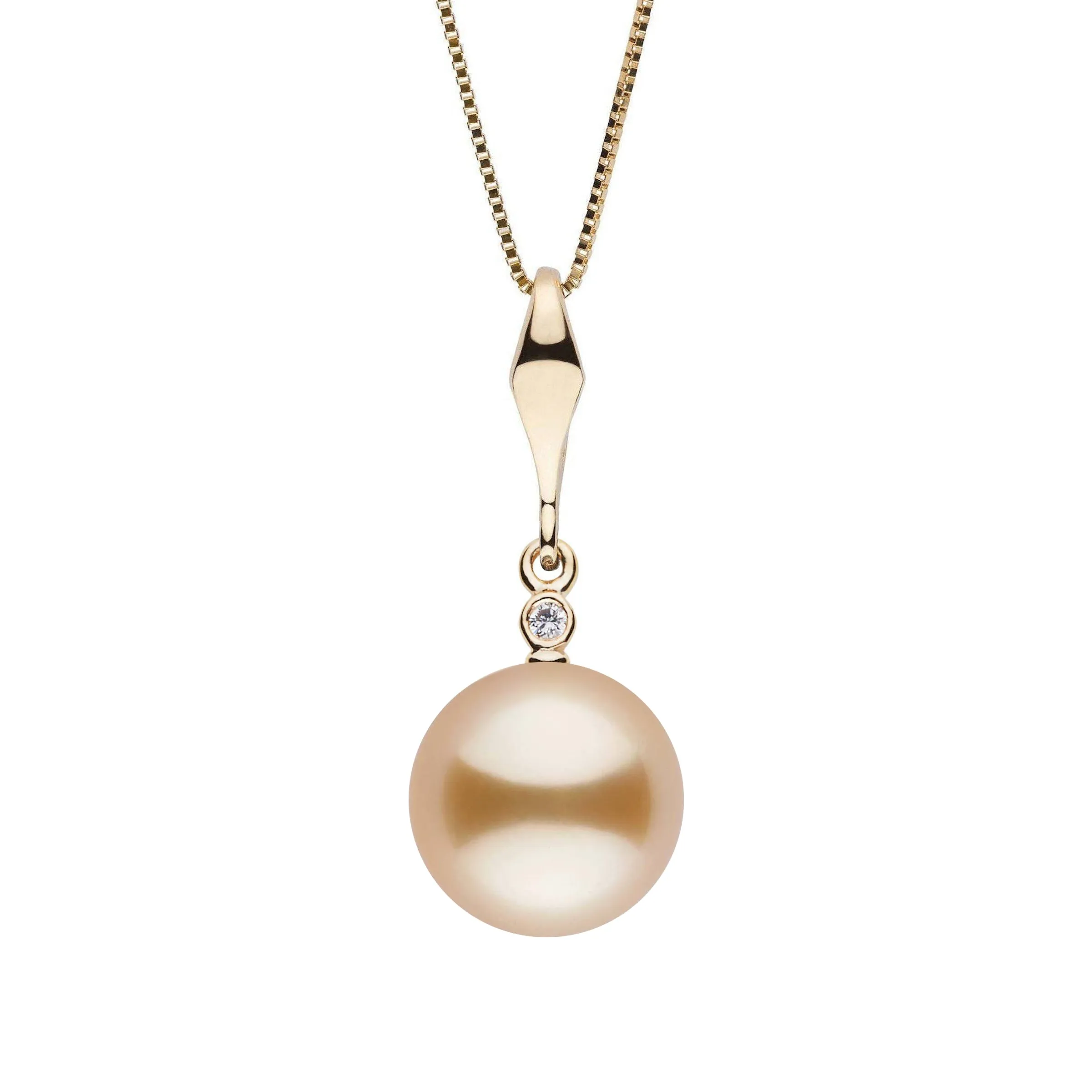 Essential Collection 10.0-11.0 mm Golden South Sea Pearl and Diamond Pendant