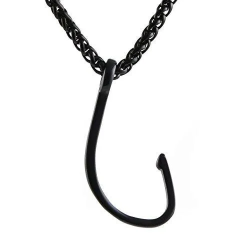 Fish Hook Stainless steel Pendant Necklace, with 24" Link Chain