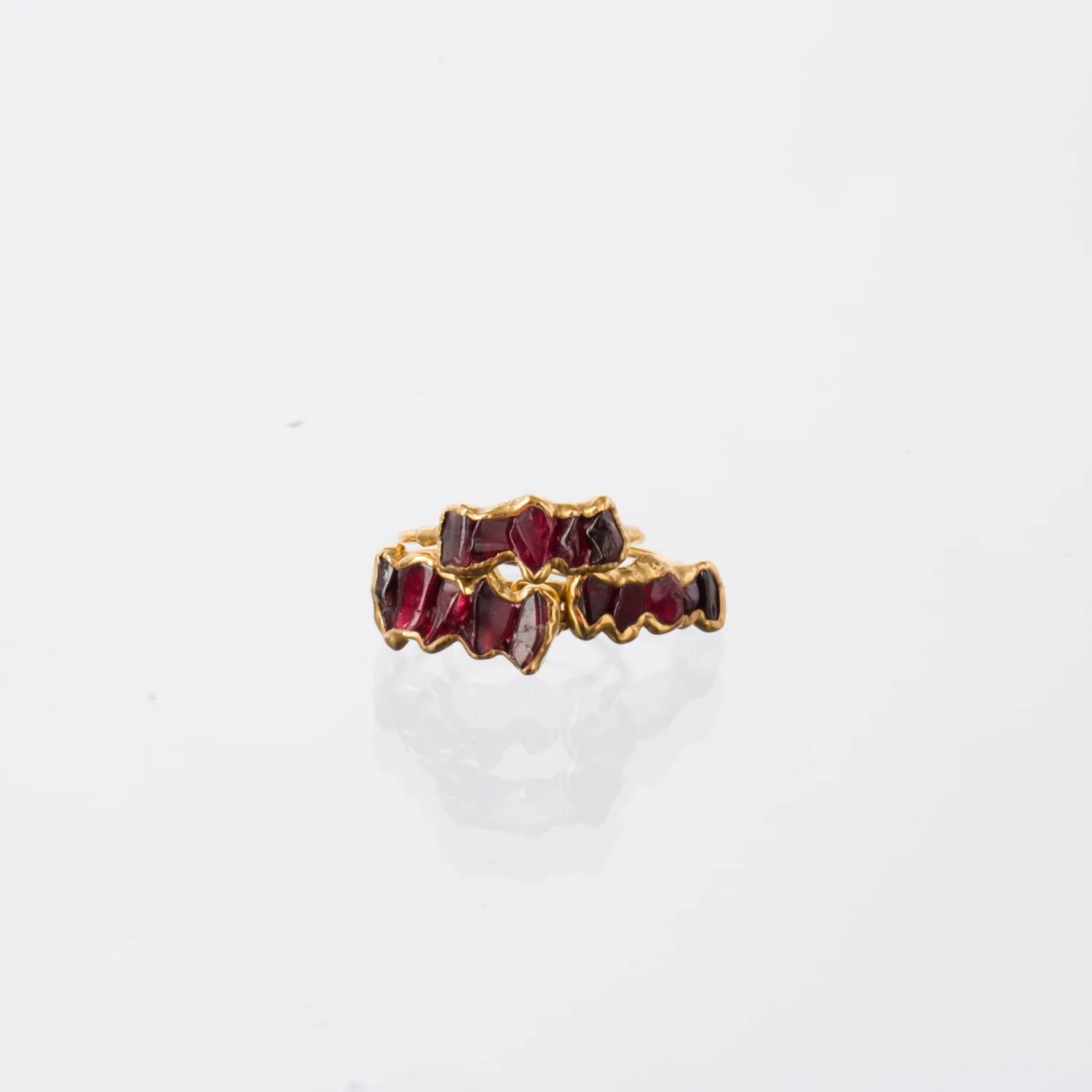 Five Stone Raw Garnet Ring