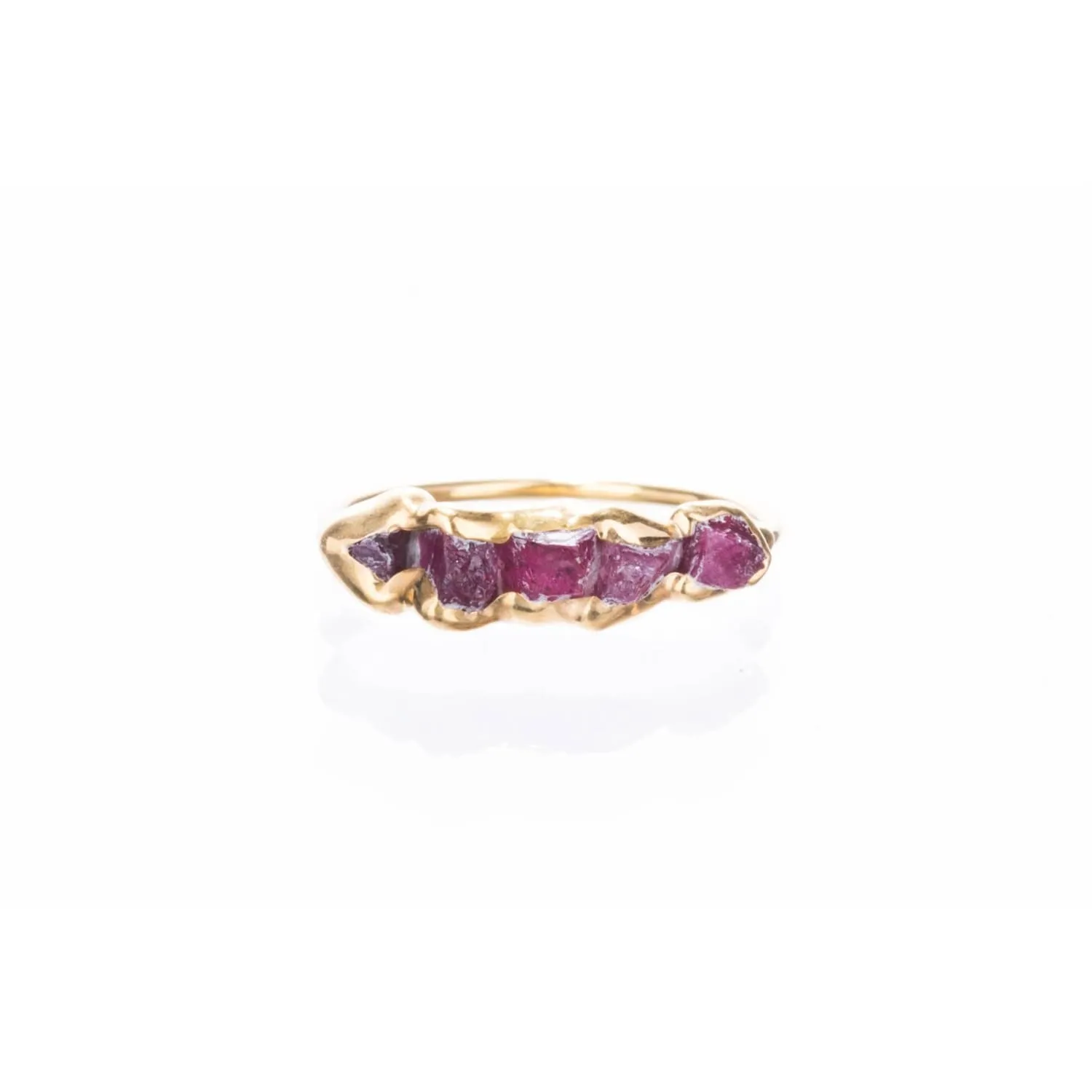 Five Stone Raw Ruby Ring