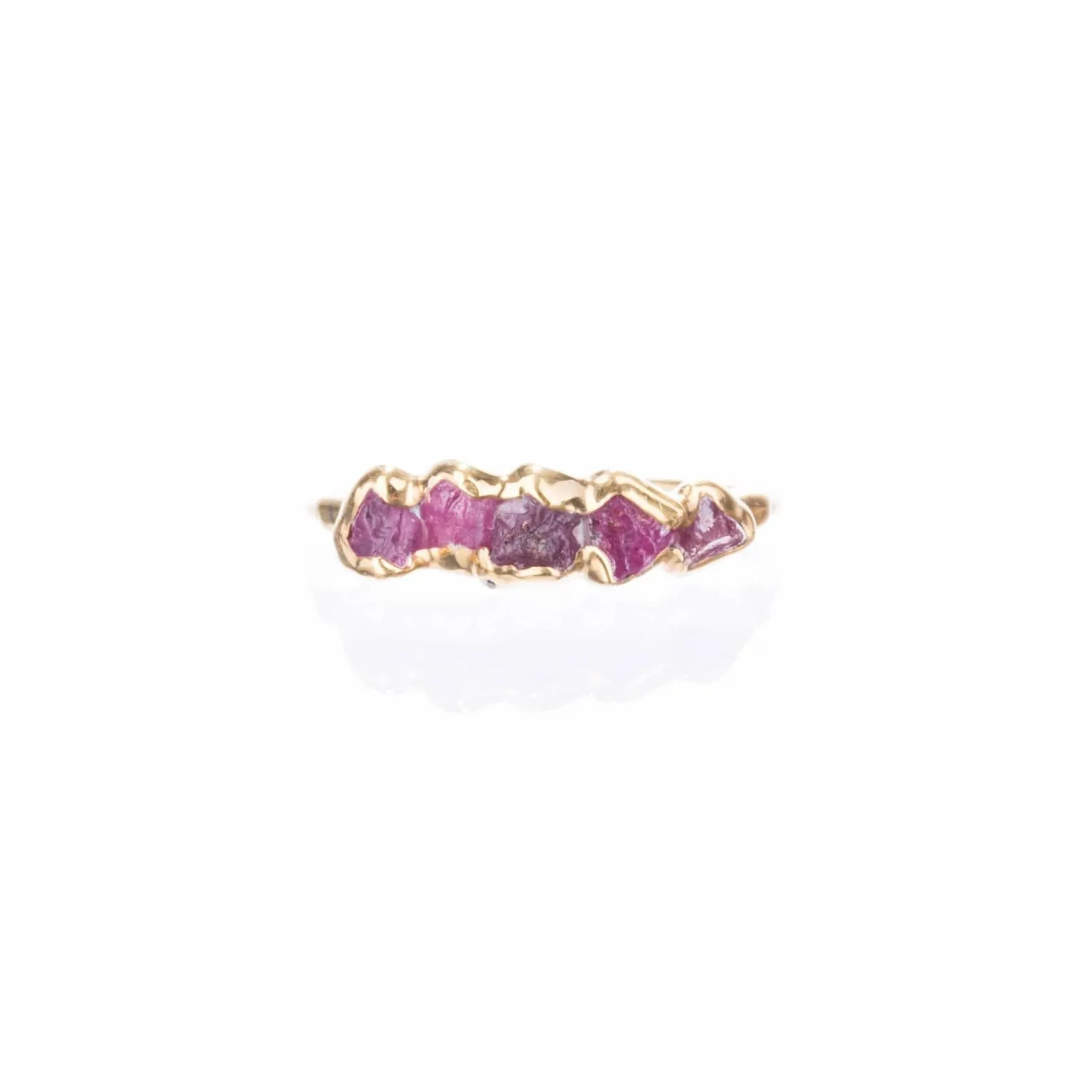 Five Stone Raw Ruby Ring