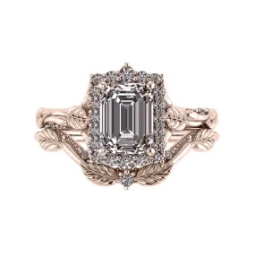 Florentina | custom bridal ring setting for emerald cut gemstone 8x6 mm