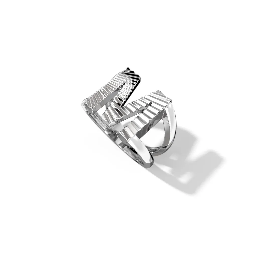 Fluted Silver Split Letter Shank Rings