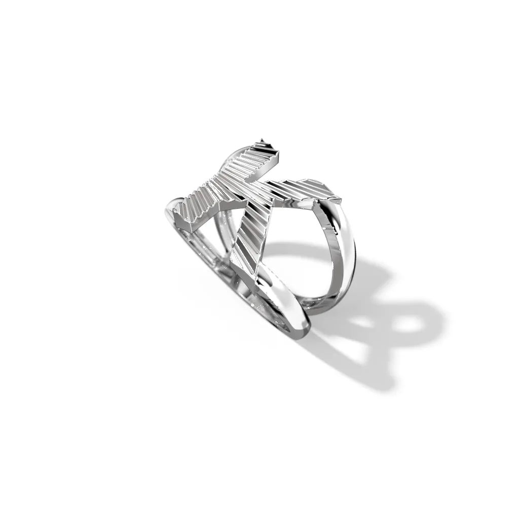 Fluted Silver Split Letter Shank Rings