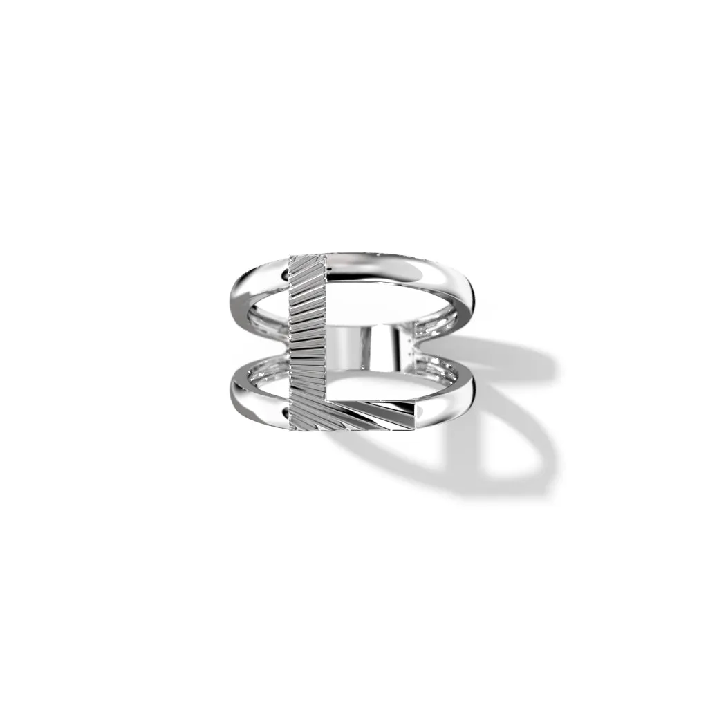 Fluted Silver Split Letter Shank Rings