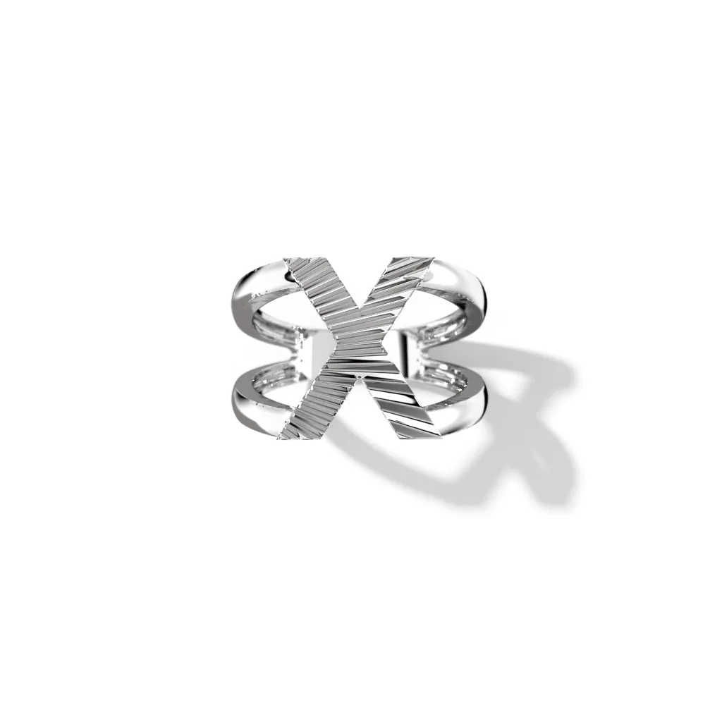 Fluted Silver Split Letter Shank Rings