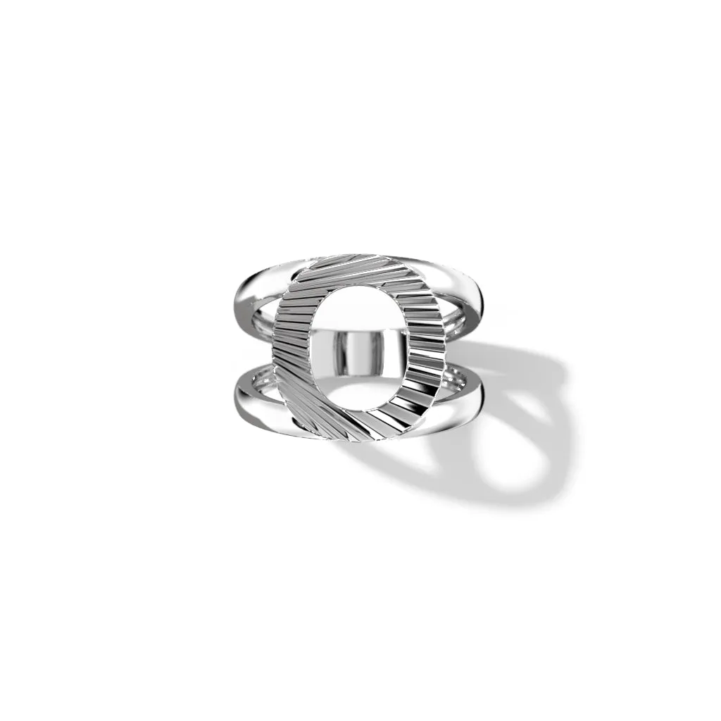 Fluted Silver Split Letter Shank Rings