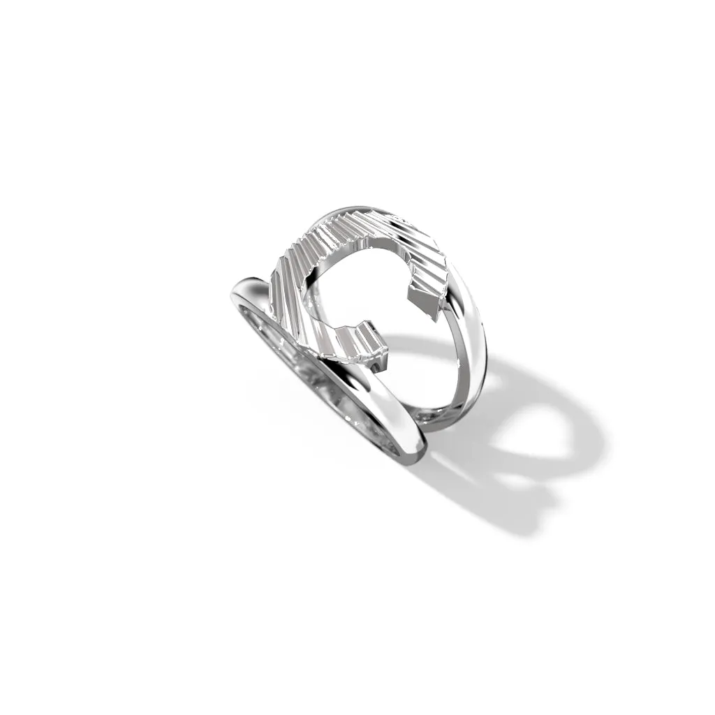 Fluted Silver Split Letter Shank Rings