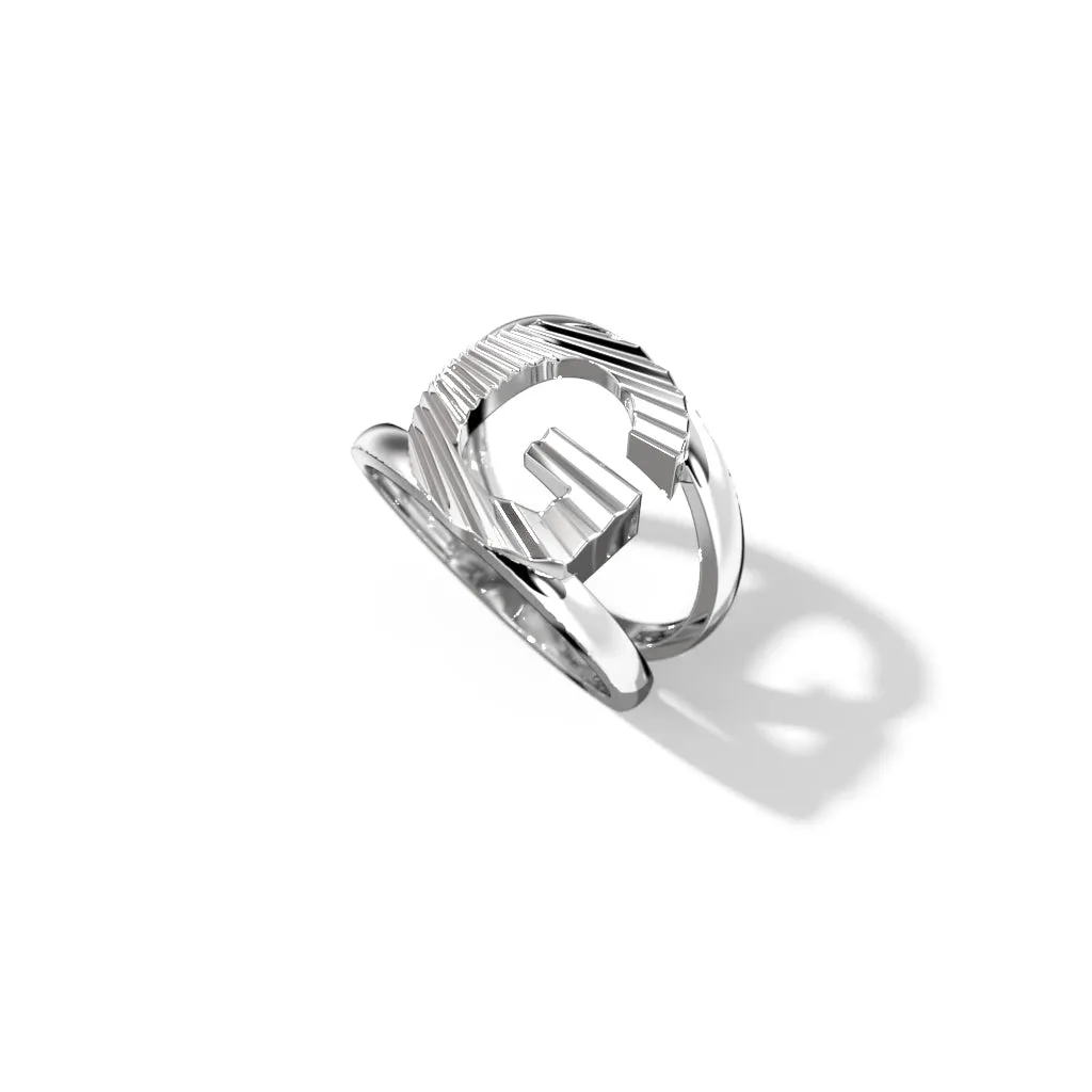 Fluted Silver Split Letter Shank Rings