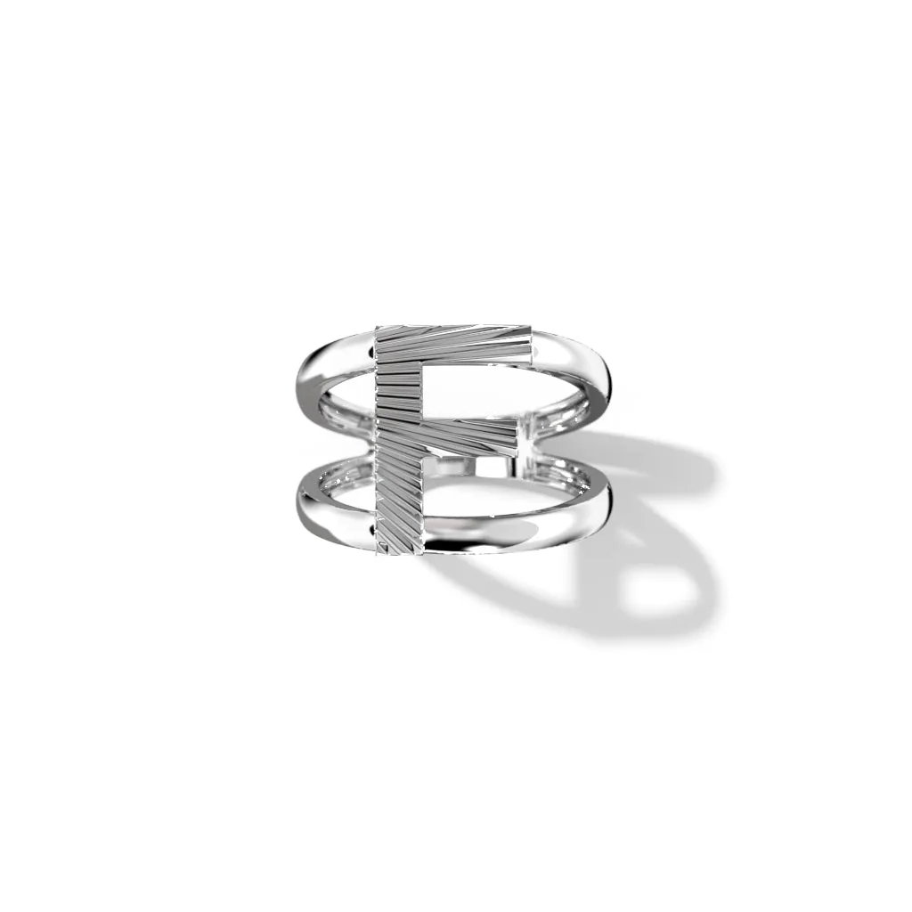 Fluted Silver Split Letter Shank Rings