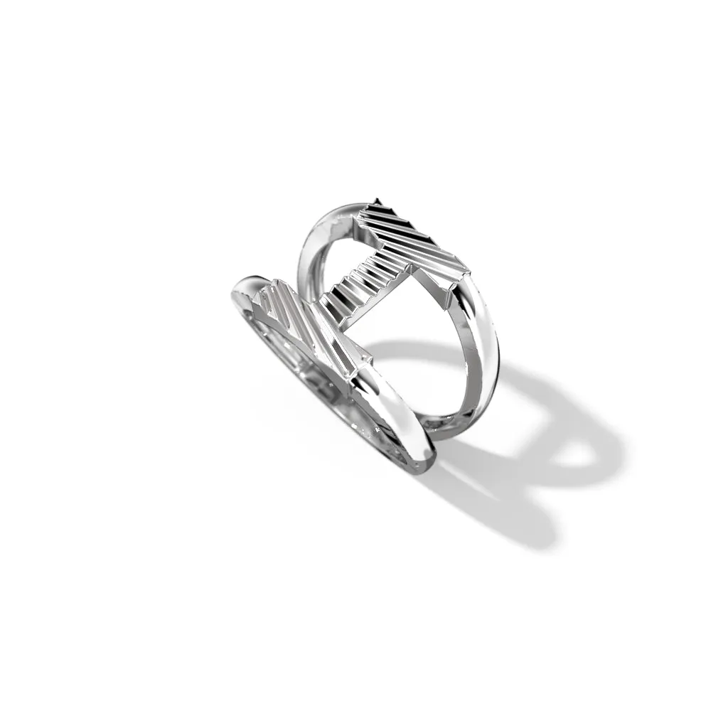 Fluted Silver Split Letter Shank Rings