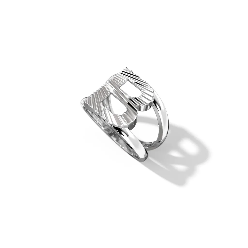 Fluted Silver Split Letter Shank Rings