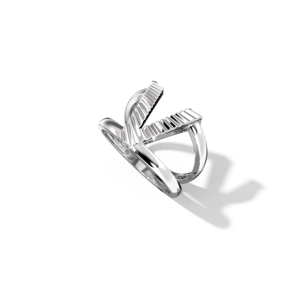 Fluted Silver Split Letter Shank Rings