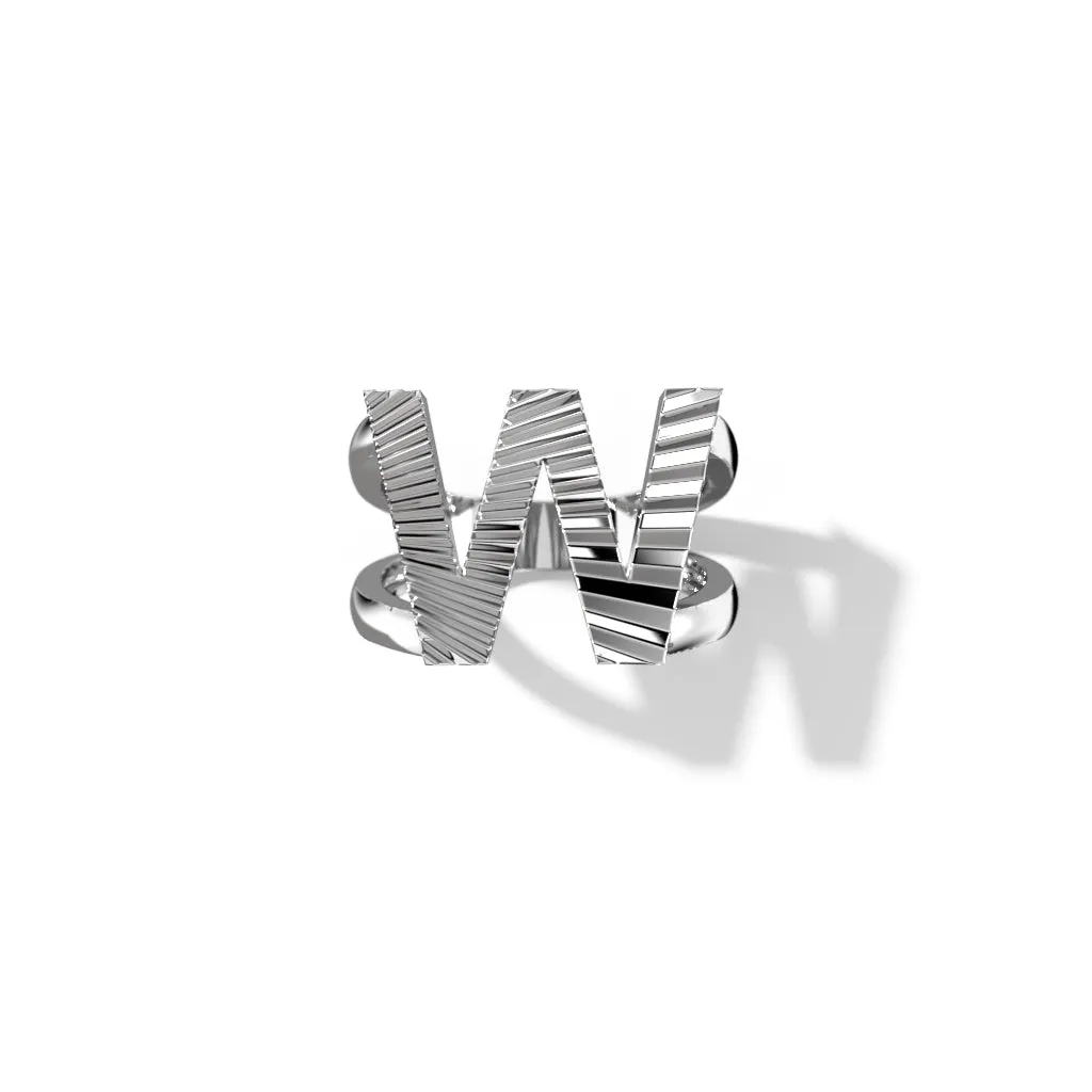 Fluted Silver Split Letter Shank Rings