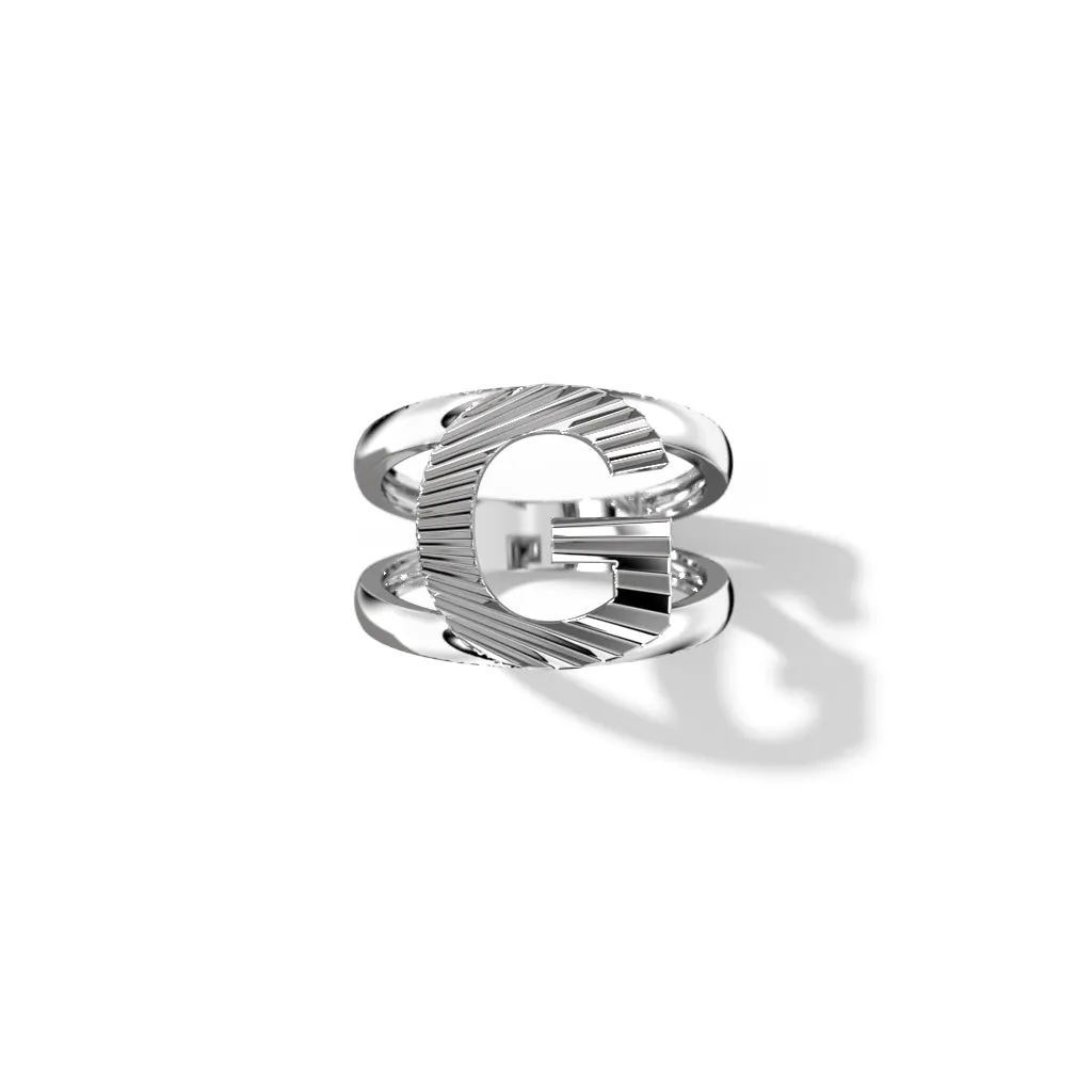 Fluted Silver Split Letter Shank Rings