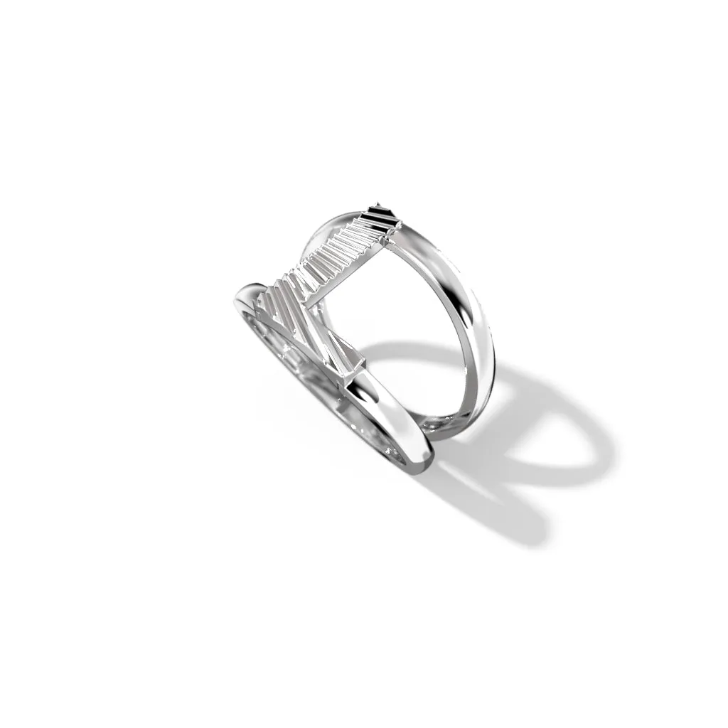 Fluted Silver Split Letter Shank Rings