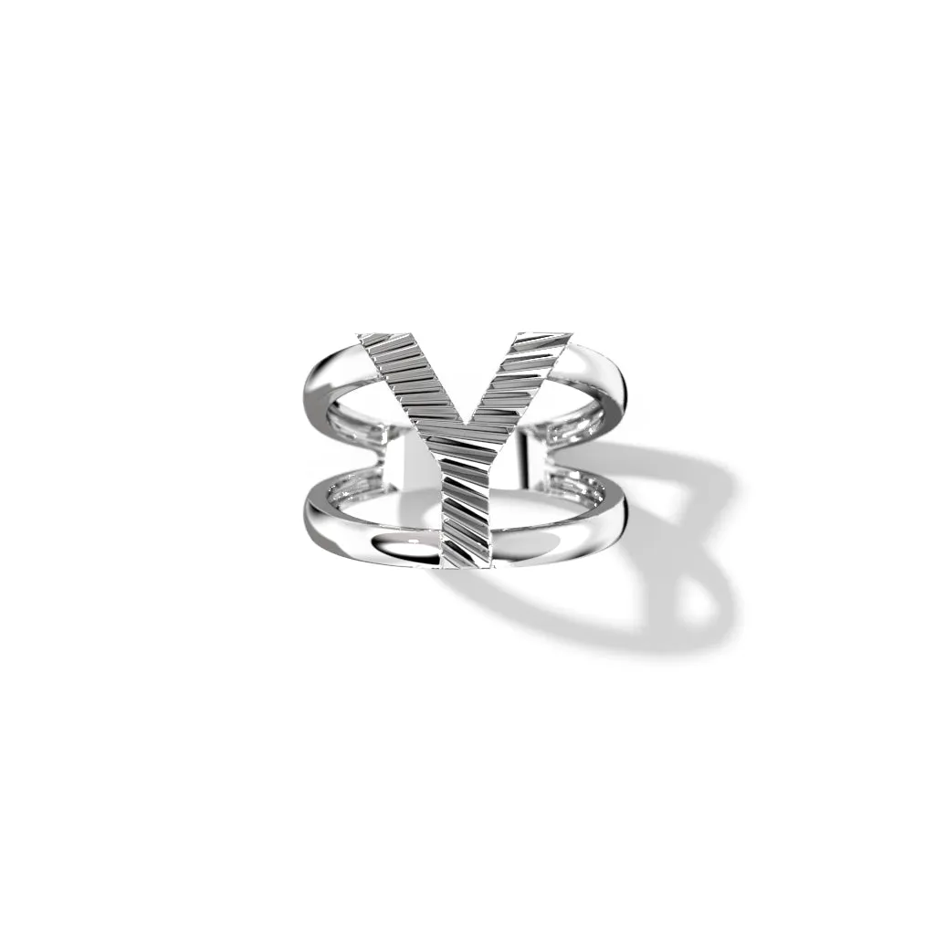 Fluted Silver Split Letter Shank Rings