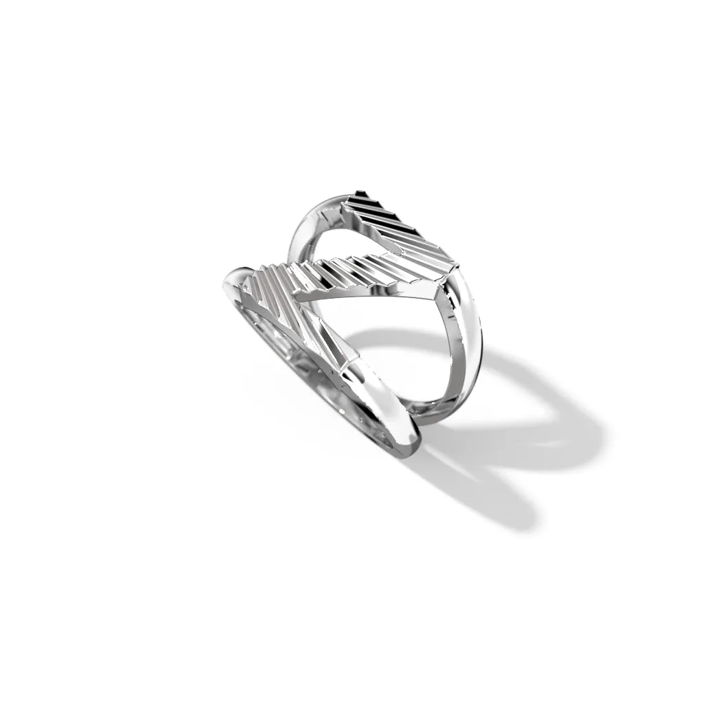 Fluted Silver Split Letter Shank Rings