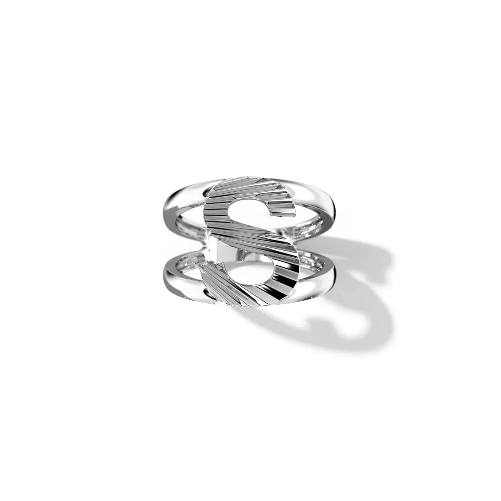 Fluted Silver Split Letter Shank Rings