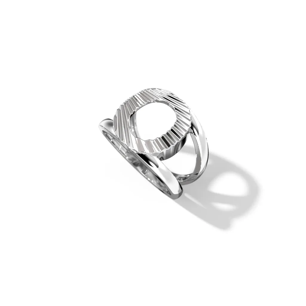 Fluted Silver Split Letter Shank Rings