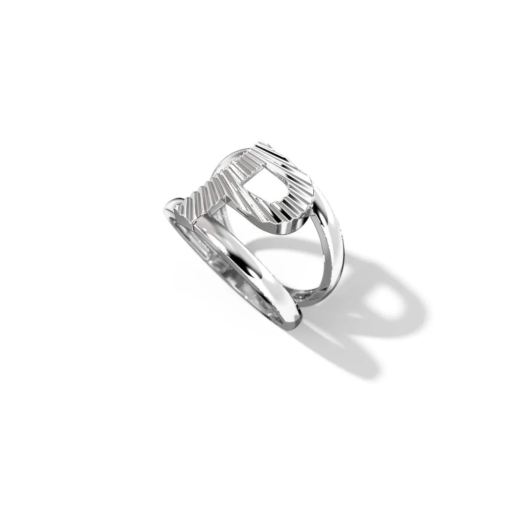 Fluted Silver Split Letter Shank Rings