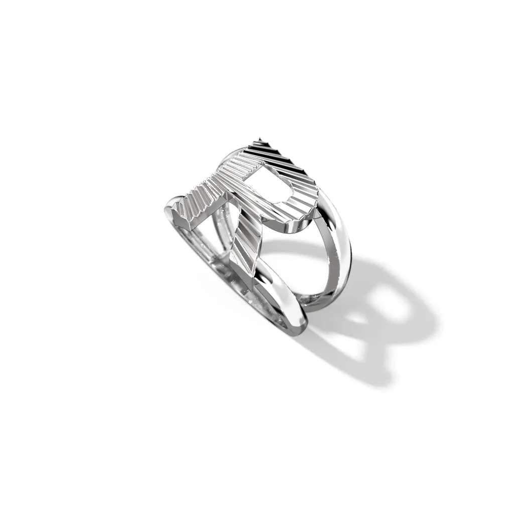 Fluted Silver Split Letter Shank Rings