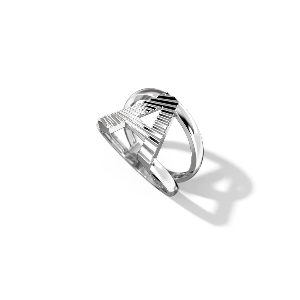 Fluted Silver Split Letter Shank Rings