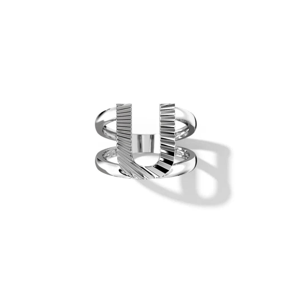 Fluted Silver Split Letter Shank Rings