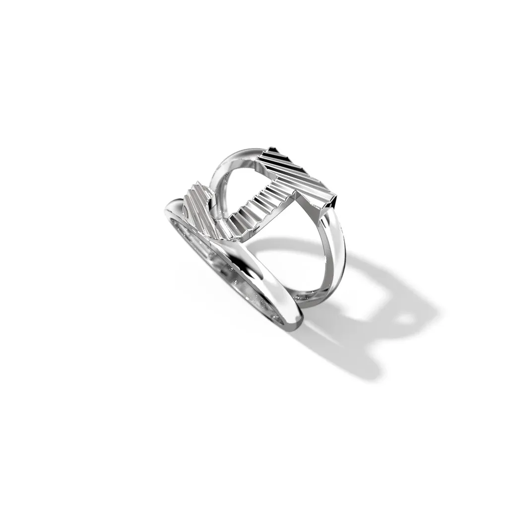 Fluted Silver Split Letter Shank Rings