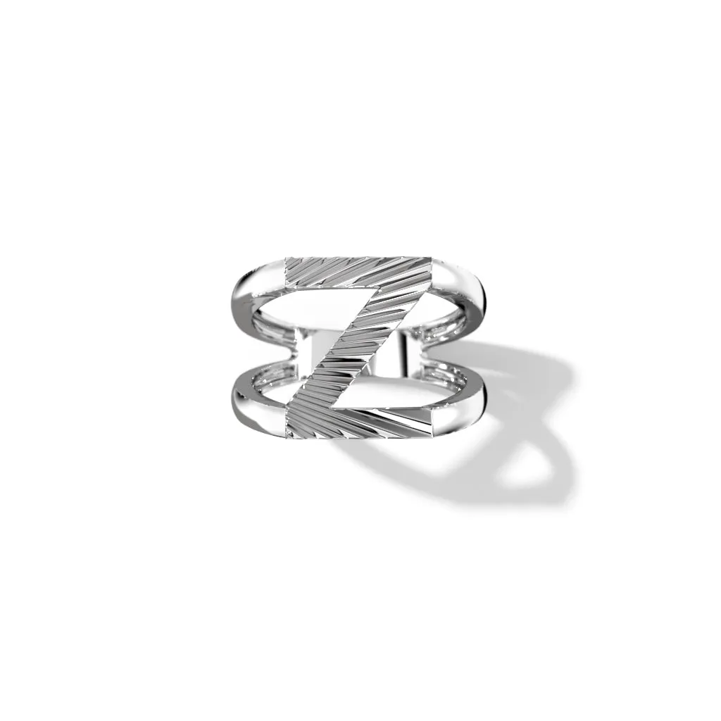 Fluted Silver Split Letter Shank Rings