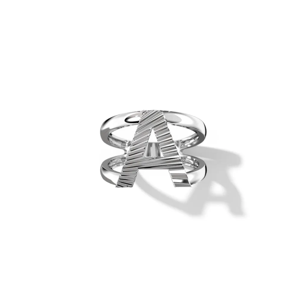 Fluted Silver Split Letter Shank Rings