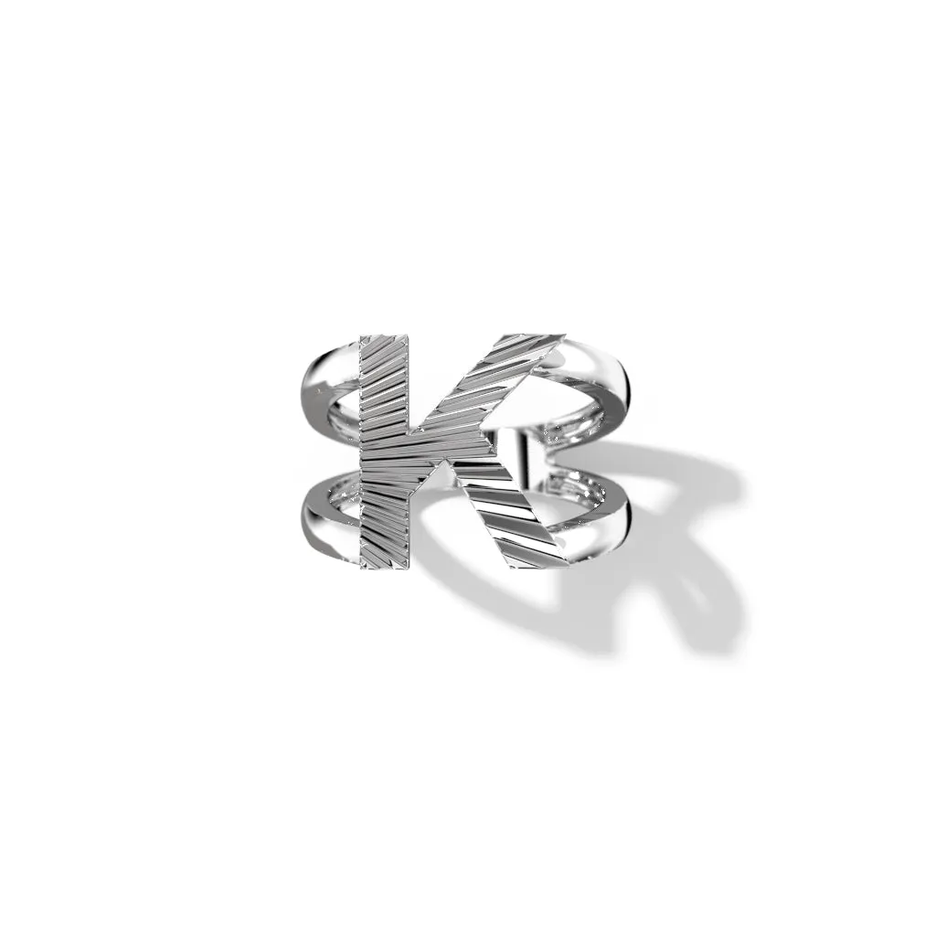 Fluted Silver Split Letter Shank Rings