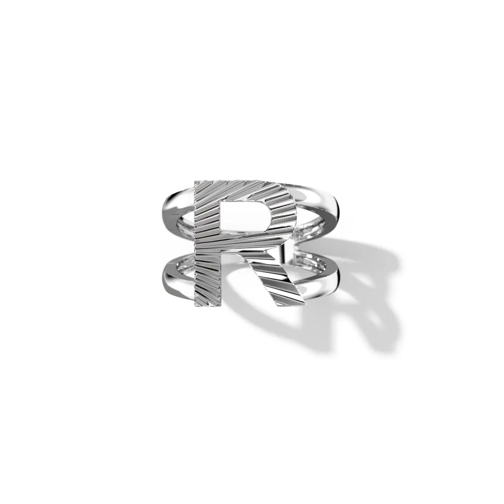 Fluted Silver Split Letter Shank Rings