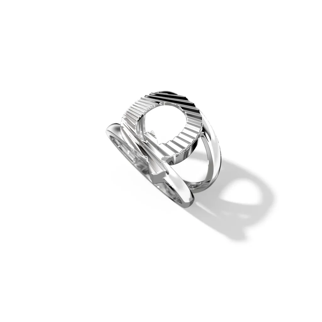 Fluted Silver Split Letter Shank Rings